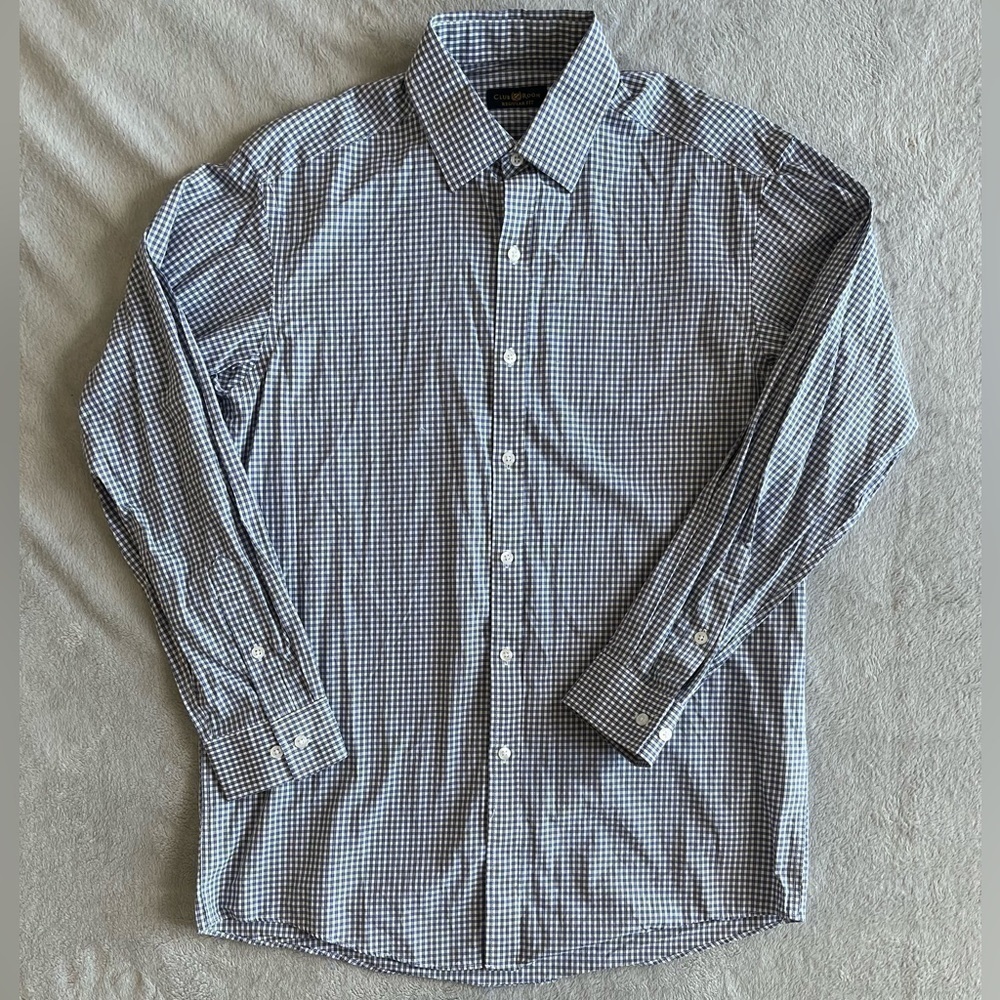 Club Room Blue Plaid Regular Fit Mens Size 15